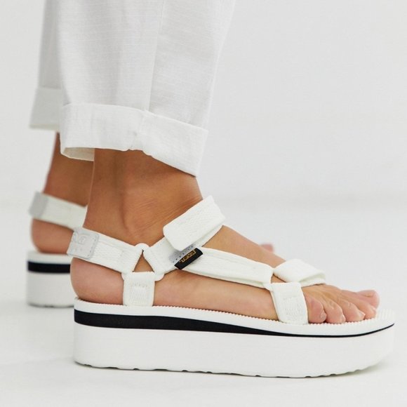 teva sandals platform white
